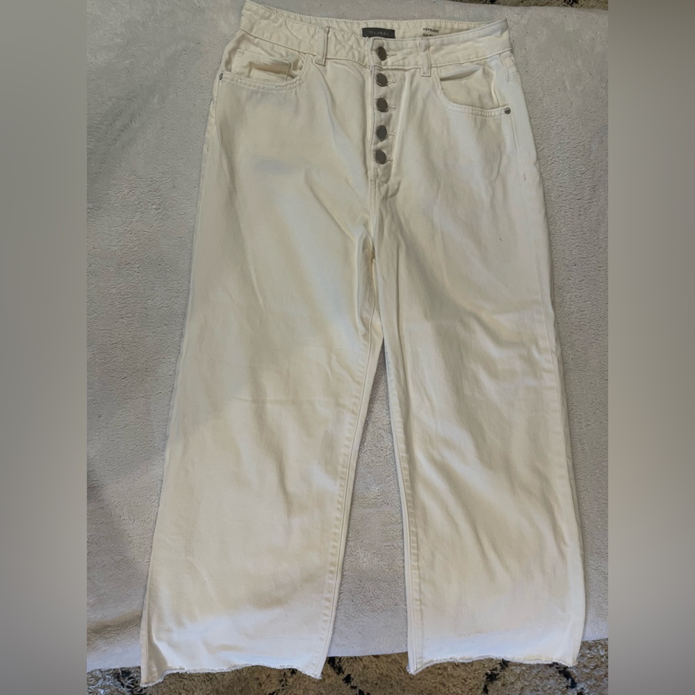 DL1961 Hepburn High Rise Wide Leg Jeans in White